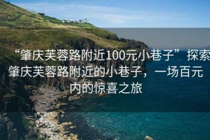 “肇慶芙蓉路附近100元小巷子”探索肇慶芙蓉路附近的小巷子，一場百元內(nèi)的驚喜之旅