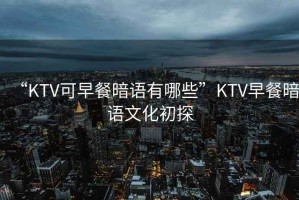 “KTV可早餐暗語有哪些”KTV早餐暗語文化初探