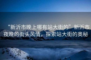 “新沂市晚上哪有站大街的”新沂市夜晚的街頭風情，探索站大街的奧秘