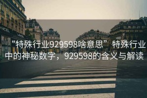 “特殊行業929598啥意思”特殊行業中的神秘數字，929598的含義與解讀