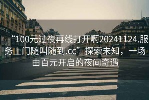“100元過夜再線打開啊20241124.服務(wù)上門隨叫隨到.cc”探索未知，一場由百元開啟的夜間奇遇