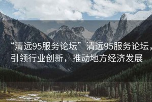 “清遠95服務論壇”清遠95服務論壇，引領行業(yè)創(chuàng)新，推動地方經(jīng)濟發(fā)展