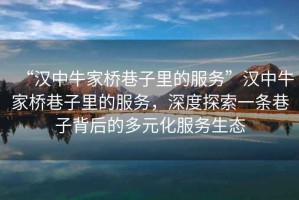 “漢中牛家橋巷子里的服務”漢中牛家橋巷子里的服務，深度探索一條巷子背后的多元化服務生態