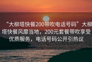 “大柳塔快餐200帶吹電話號碼”大柳塔快餐風靡當地，200元套餐帶吹享受優質服務，電話號碼公開引熱議