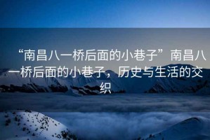 “南昌八一橋后面的小巷子”南昌八一橋后面的小巷子，歷史與生活的交織