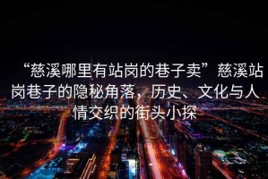 “慈溪哪里有站崗的巷子賣”慈溪站崗巷子的隱秘角落，歷史、文化與人情交織的街頭小探