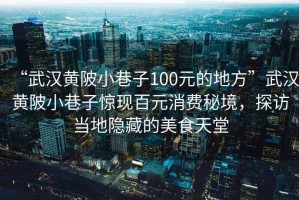 “武漢黃陂小巷子100元的地方”武漢黃陂小巷子驚現(xiàn)百元消費(fèi)秘境，探訪當(dāng)?shù)仉[藏的美食天堂