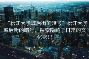 “松江大學(xué)城后街的暗號(hào)”松江大學(xué)城后街的暗號(hào)，探索隱藏于日常的文化密碼
