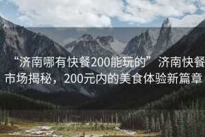 “濟南哪有快餐200能玩的”濟南快餐市場揭秘，200元內的美食體驗新篇章