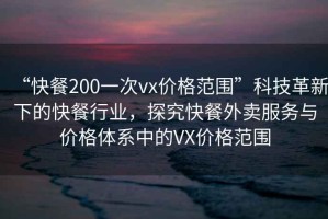 “快餐200一次vx價格范圍”科技革新下的快餐行業，探究快餐外賣服務與價格體系中的VX價格范圍