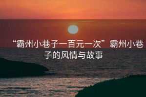 “霸州小巷子一百元一次”霸州小巷子的風情與故事