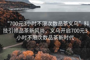 “700元3小時不限次數品茶義烏”科技引領品茶新風尚，義烏開啟700元3小時不限次數品茶新時代