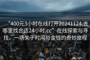 “400元3小時在線打開20241124.去哪里找合適24小時.cc”在線探索與尋找，一場關于時間與金錢的奇妙旅程