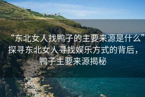 “東北女人找鴨子的主要來源是什么”探尋東北女人尋找娛樂方式的背后，鴨子主要來源揭秘