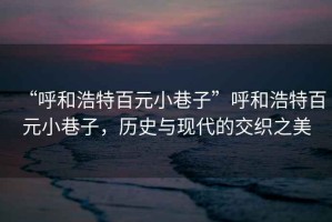 “呼和浩特百元小巷子”呼和浩特百元小巷子，歷史與現代的交織之美