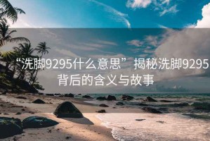 “洗腳9295什么意思”揭秘洗腳9295背后的含義與故事