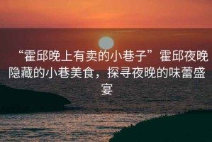 “霍邱晚上有賣的小巷子”霍邱夜晚隱藏的小巷美食，探尋夜晚的味蕾盛宴