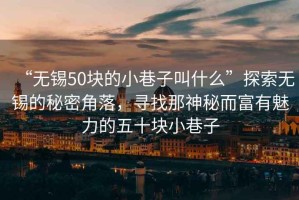 “無(wú)錫50塊的小巷子叫什么”探索無(wú)錫的秘密角落，尋找那神秘而富有魅力的五十塊小巷子