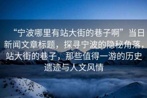 “寧波哪里有站大街的巷子啊”當(dāng)日新聞文章標(biāo)題，探尋寧波的隱秘角落，站大街的巷子，那些值得一游的歷史遺跡與人文風(fēng)情