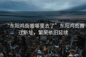 “東陽雞街搬哪里去了”東陽雞街搬遷新址，繁榮依舊延續