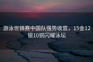 游泳世錦賽中國隊強勢收官，15金12銀10銅閃耀泳壇