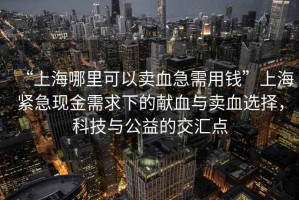 “上海哪里可以賣血急需用錢”上海緊急現金需求下的獻血與賣血選擇，科技與公益的交匯點