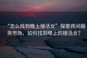 “怎么找到晚上接活女”探索夜間服務(wù)市場(chǎng)，如何找到晚上的接活女？