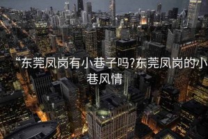 “東莞鳳崗有小巷子嗎?東莞鳳崗的小巷風情