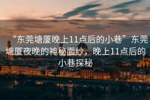 “東莞塘廈晚上11點后的小巷”東莞塘廈夜晚的神秘面紗，晚上11點后的小巷探秘
