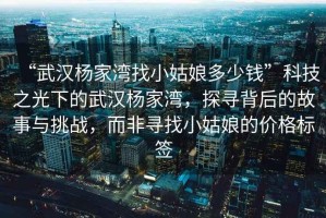 “武漢楊家灣找小姑娘多少錢”科技之光下的武漢楊家灣，探尋背后的故事與挑戰，而非尋找小姑娘的價格標簽
