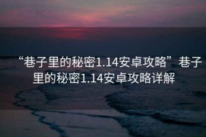 “巷子里的秘密1.14安卓攻略”巷子里的秘密1.14安卓攻略詳解