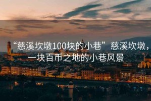 “慈溪坎墩100塊的小巷”慈溪坎墩，一塊百幣之地的小巷風(fēng)景