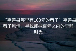 “嘉善縣哪里有100元的巷子”嘉善縣巷子風(fēng)情，尋找那抹百元之內(nèi)的寧?kù)o時(shí)光