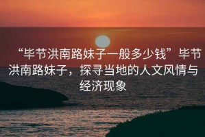 “畢節洪南路妹子一般多少錢”畢節洪南路妹子，探尋當地的人文風情與經濟現象