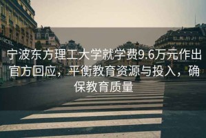 寧波東方理工大學就學費9.6萬元作出官方回應，平衡教育資源與投入，確保教育質量