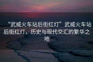 “武威火車站后街紅燈”武威火車站后街紅燈，歷史與現代交匯的繁華之地