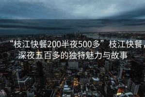 “枝江快餐200半夜500多”枝江快餐，深夜五百多的獨特魅力與故事