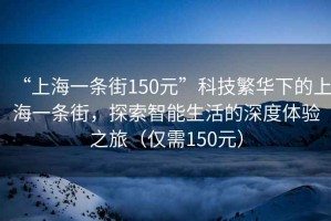 “上海一條街150元”科技繁華下的上海一條街，探索智能生活的深度體驗(yàn)之旅（僅需150元）