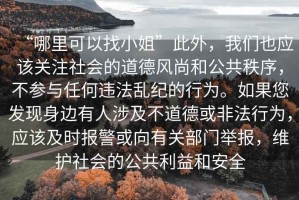 “哪里可以找小姐”此外，我們也應該關注社會的道德風尚和公共秩序，不參與任何違法亂紀的行為。如果您發現身邊有人涉及不道德或非法行為，應該及時報警或向有關部門舉報，維護社會的公共利益和安全
