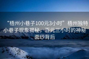 “梧州小巷子100元3小時”梧州獨特小巷子現象揭秘，百元三小時的神秘面紗背后