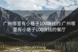 廣州哪里有小巷子100塊錢(qián)的:廣州哪里有小巷子100塊錢(qián)的餐廳
