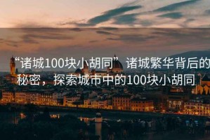 “諸城100塊小胡同”諸城繁華背后的秘密，探索城市中的100塊小胡同