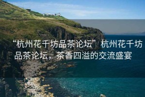 “杭州花千坊品茶論壇”杭州花千坊品茶論壇，茶香四溢的交流盛宴
