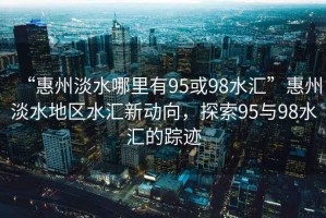 “惠州淡水哪里有95或98水匯”惠州淡水地區水匯新動向，探索95與98水匯的蹤跡