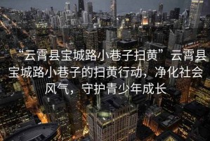 “云霄縣寶城路小巷子掃黃”云霄縣寶城路小巷子的掃黃行動，凈化社會風氣，守護青少年成長