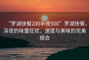 “羅湖快餐200半夜500”羅湖快餐，深夜的味蕾狂歡，速度與美味的完美結合