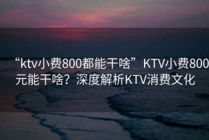 “ktv小費800都能干啥”KTV小費800元能干啥？深度解析KTV消費文化