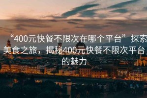 “400元快餐不限次在哪個平臺”探索美食之旅，揭秘400元快餐不限次平臺的魅力
