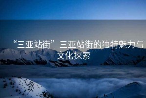 “三亞站街”三亞站街的獨特魅力與文化探索