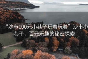 “沙市100元小巷子玩著玩著”沙市小巷子，百元樂趣的秘密探索
